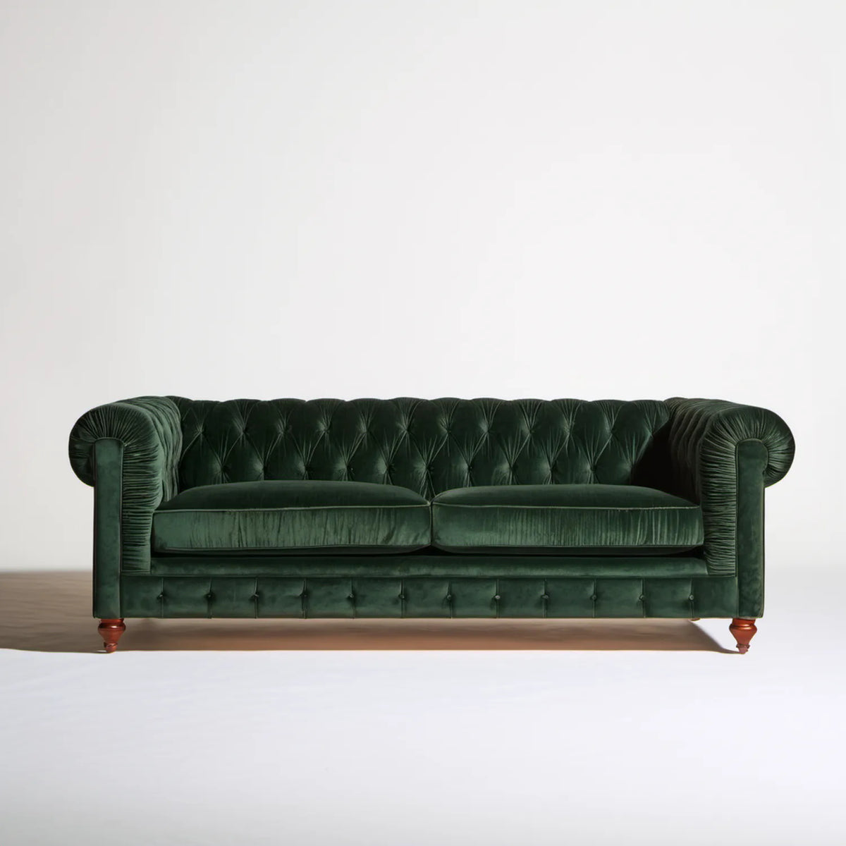 Ciemnozielona sofa 3-osobowa z weluru, 220 x 90 x 78 cm