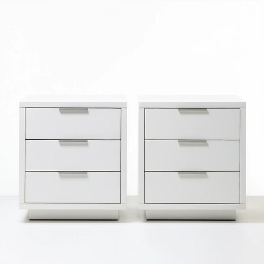 Zestaw 2 białych szafek nocnych MDF 60 x 40 x 60 cm, 3 szuflady