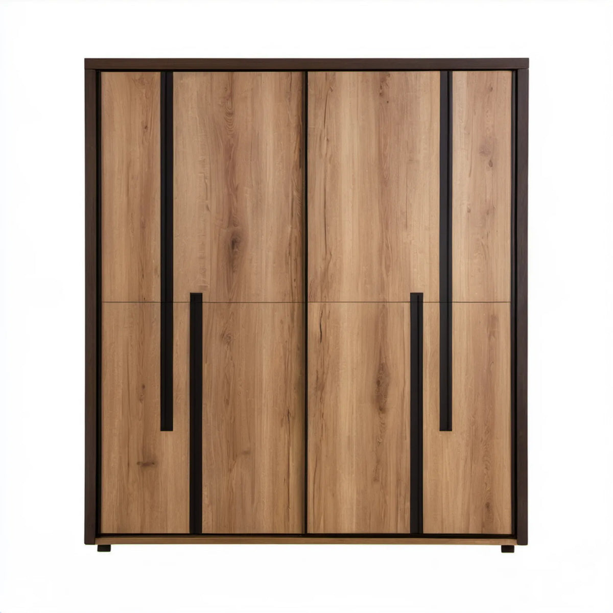 Szafa przesuwna 2-drzwiowa w kolorze dąb naturalny/czarny, 200 x 60 x 200 cm