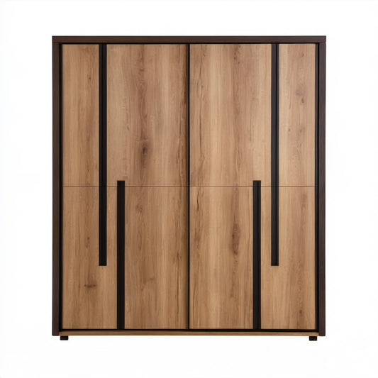 Szafa przesuwna 2-drzwiowa w kolorze dąb naturalny/czarny, 200 x 60 x 200 cm
