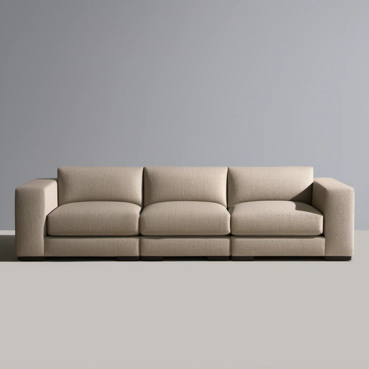 Beżowa sofa trzyosobowa z tkaniny poliestrowej 230 × 95 × 82 cm