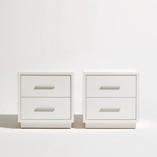 Zestaw 2 białych szafek nocnych MDF z 2 szufladami, 45 x 35 x 55 cm